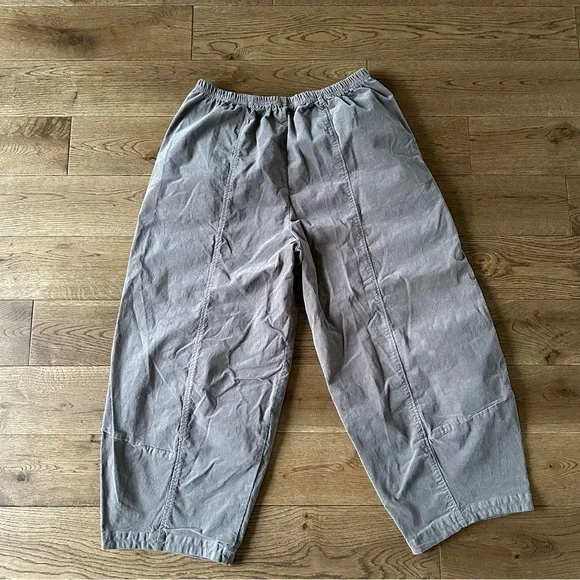 Cut Loose Wide Barrel Crop Corduroy Pants Gray Sz M Made In USA - Picture 2 of 7